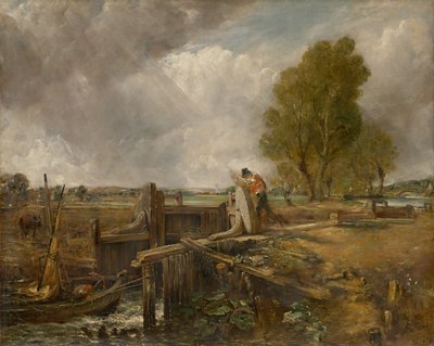 Study of a Boat Passing a Lock by John Constable